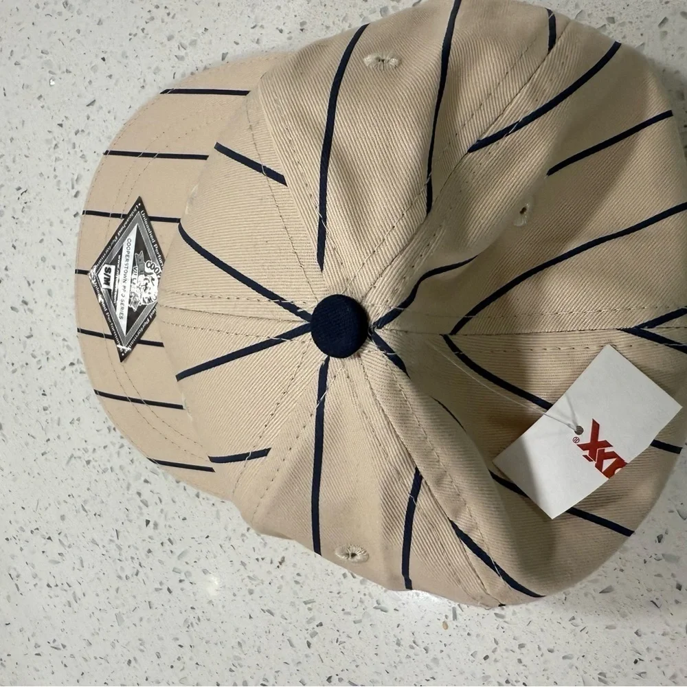 Copperstown All Star Village Pro Series Pinstripe Beige/Blue Baseball Hat S/M